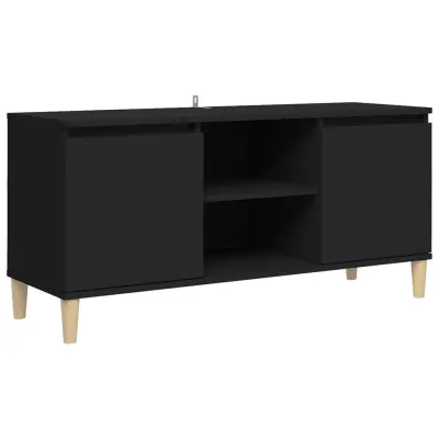 vidaXL TV omarica s trdnimi lesenimi nogami črna 103,5x35x50 cm