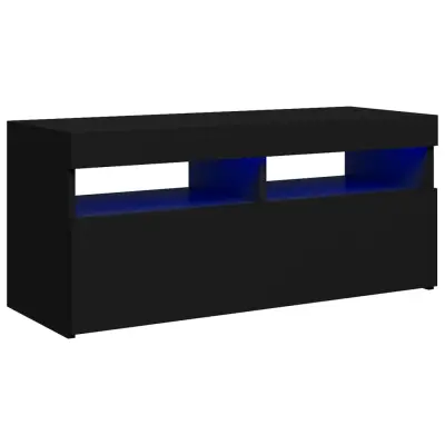 vidaXL TV omarica z LED lučkami črna 90x35x40 cm