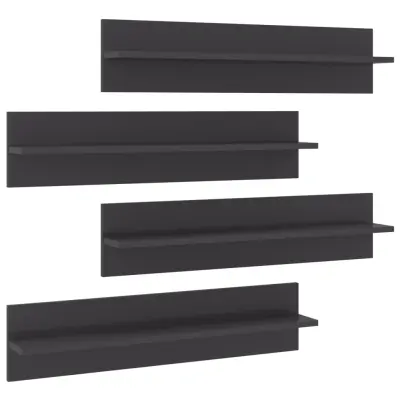 vidaXL Stenske police 4 kosi visok sijaj sive 80x11,5x18 cm iverna pl.