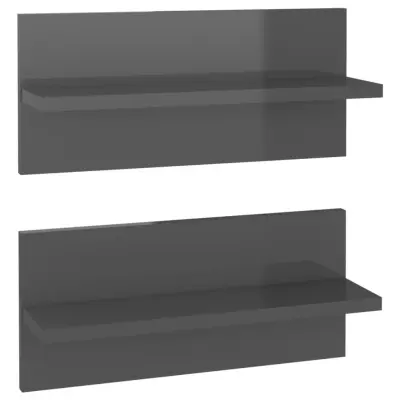 vidaXL Stenska polica 2 kosa visok sijaj siva 40x11,5x18 cm