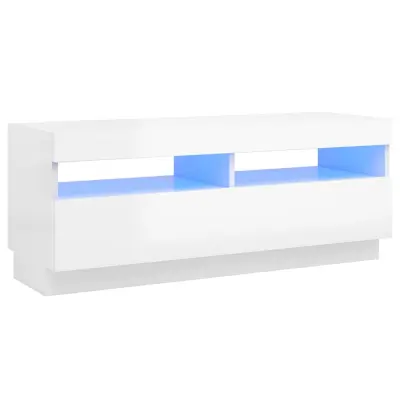 vidaXL TV omarica z LED lučkami visok sijaj bela 100x35x40 cm