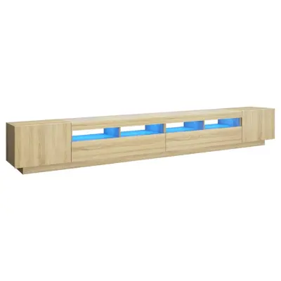 vidaXL TV omarica z LED lučkami sonoma hrast 300x35x40 cm