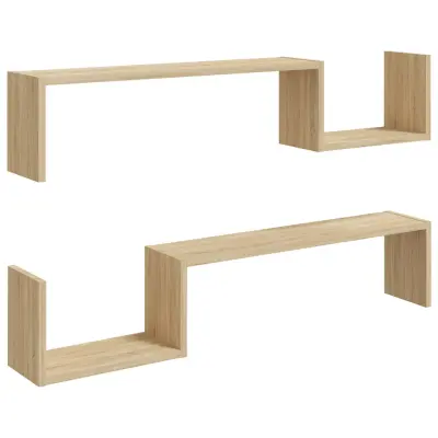 vidaXL Stenska polica 2 kosa sonoma hrast 100x15x20 cm iverna plošča