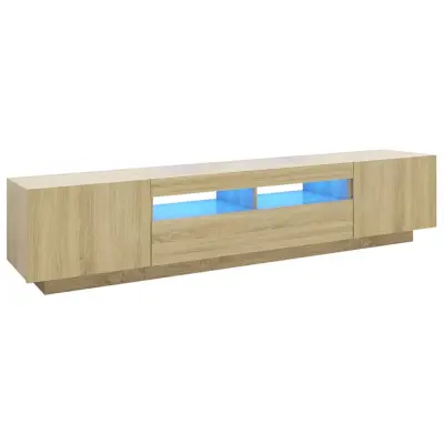 vidaXL TV omarica z LED lučkami sonoma hrast 200x35x40 cm