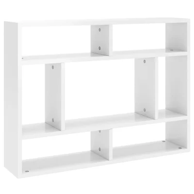 vidaXL Stenska polica visok sijaj bela 75x16x55 cm inženirski les