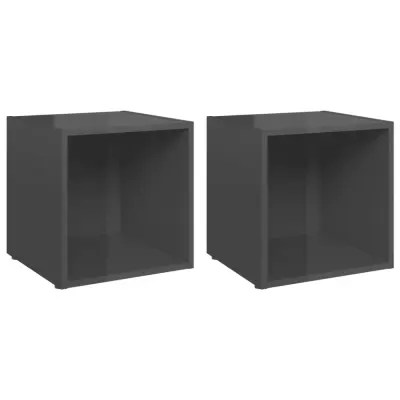 vidaXL TV omarice 2 kosa visok sijaj sive 37x35x37 cm iverna plošča