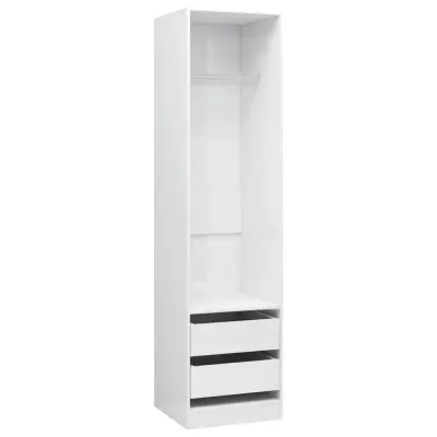 vidaXL Garderobna omara s predali visok sijaj bela 50x50x200 cm