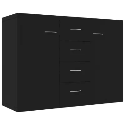 vidaXL Komoda črna 88x30x65 cm iverna plošča