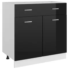 vidaXL Spodnja omarica s predalom visok sijaj črna 80x46x81,5 cm