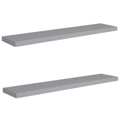 vidaXL Stenske police 2 kosa sive 120x23,5x3,8 cm MDF