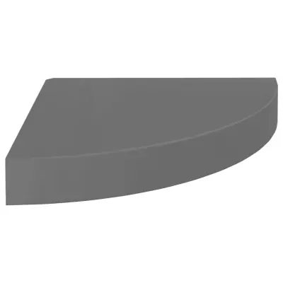 vidaXL Kotna polica visok sijaj siva 25x25x3,8 cm MDF