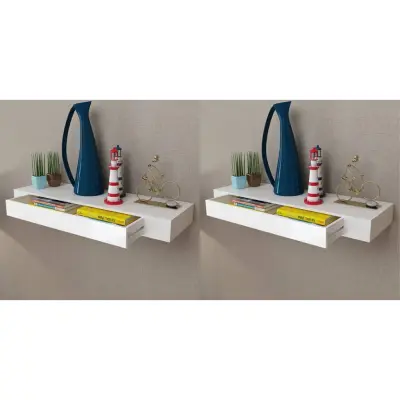 vidaXL Lebdeče stenske police s predali 2 kosa 80 cm bele