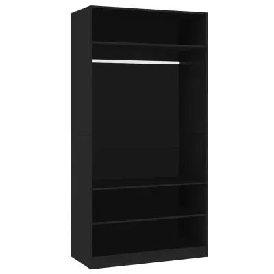 vidaXL Garderobna omara črna 100x50x200 cm iverna plošča