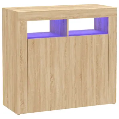 vidaXL Komoda z LED lučkami sonoma hrast 80x35x75 cm