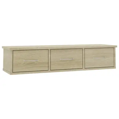 vidaXL Stenska polica s predali sonoma hrast 88x26x18,5 cm