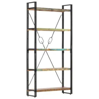 vidaXL Knjižna omara 5-nadstropna 90x30x180cm trden predelan les