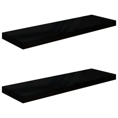 vidaXL Stenske police 2 kosa visok sijaj črne 80x23,5x3,8 cm MDF