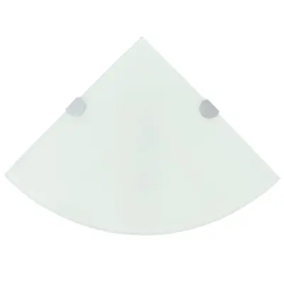 vidaXL Kotna Polica s Kromirano Podporo Steklo Bela 35x35 cm