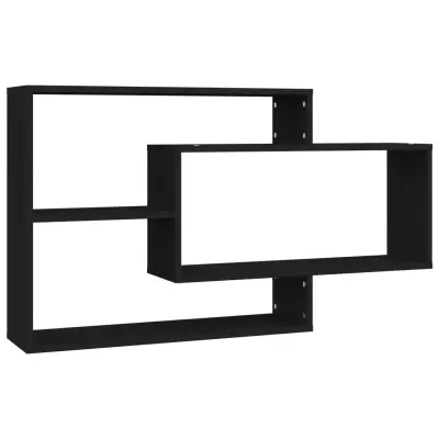 vidaXL Stenske police črne 104x20x58,5 cm inženirski les