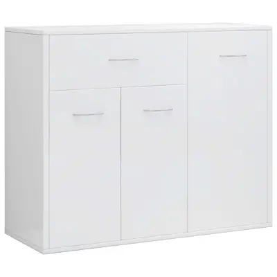 vidaXL Komoda visok sijaj bela 88x30x70 cm iverna plošča