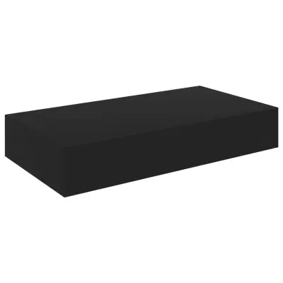 vidaXL Lebdeča stenska polica s predalom črna 48x25x8 cm