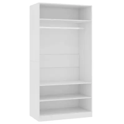 vidaXL Garderobna omara bela 100x50x200 cm iverna plošča