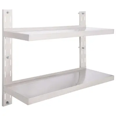 vidaXL Dvodelna stenska polica nerjaveče jeklo 100x30 cm