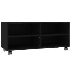 vidaXL TV omarica s kolesci črna 90x35x35 cm iverna plošča