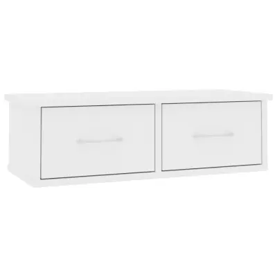 vidaXL Stenska polica s predali bela 60x26x18,5 cm inženirski les
