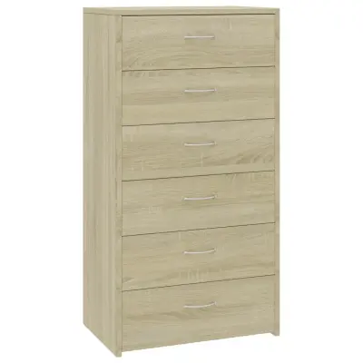 vidaXL Komoda s 6 predali sonoma hrast 50x34x96 cm iverna plošča
