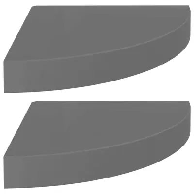 vidaXL Kotne police 2 kosa visok sijaj sive 25x25x3,8 cm MDF