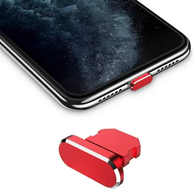 Cadorabo Zaščitni pokrovček, združljiv z Apple iPhone v rdeči barki - za zaščito prahu za polnjenje vrat za prah proti prahu