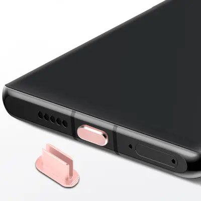 Cadorabo Zaščitni pokrovček, združljiv z USB C v rožnem zlatu - čep za zaščito pred prahom za polnjenje vrat proti prahu