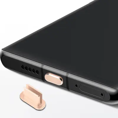 Cadorabo Zaščitni pokrovček, združljiv z USB C v Gold - Prug za zaščito pred prahom za polnjenje vrat proti prahu