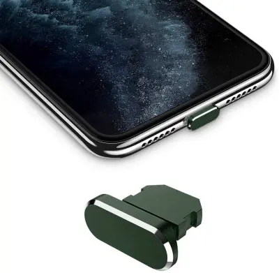 Cadorabo Zaščitni pokrovček, združljiv z Apple iPhone v temno zeleni barvi - čep za zaščito pred prahom za polnjenje vrat za prah proti prahu