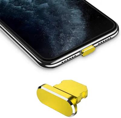 Cadorabo Zaščitni pokrovček, združljiv z Apple iPhone v rumeno - čep za zaščito pred prahom za polnjenje vrat proti prahu
