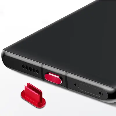 Cadorabo Zaščitni pokrovček, združljiv z USB C v rdeči barvi za zaščito pred prahom za polnjenje vrat za prah