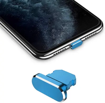 Cadorabo zaščitni pokrovček, združljiv z Apple iPhone v svetlo modri barvi - čep za zaščito pred prahom za polnjenje vrat za prah proti prahu