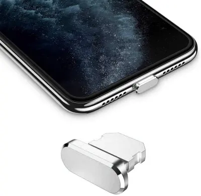Cadorabo Zaščitni pokrovček, združljiv z Apple iPhone v Silver - Prug za zaščito pred praho