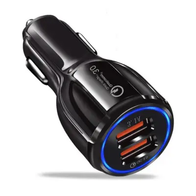 CADORABO CAR CHARGER V Shiny Black - 2 -pristaniški dvojni USB Adapter 3.0 Hitro polnjenje z dvema vratima - Universal Car Quick Charger za mobilne te