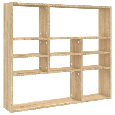 vidaXL Stenska polica sonoma hrast 90x16x78 cm inženirski les