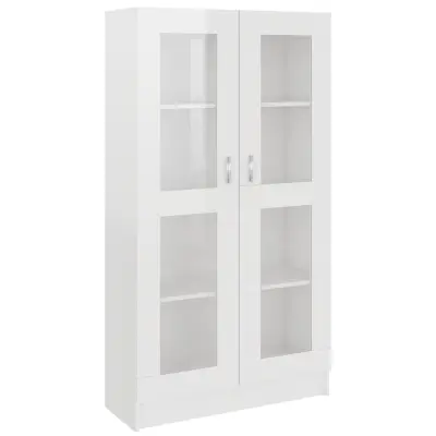 vidaXL Vitrina visok sijaj bela 82,5x30,5x150 cm iverna plošča