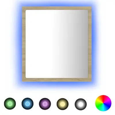 vidaXL LED opalniško ogledalo sonoma hrast 40x8,5x37 cm akril