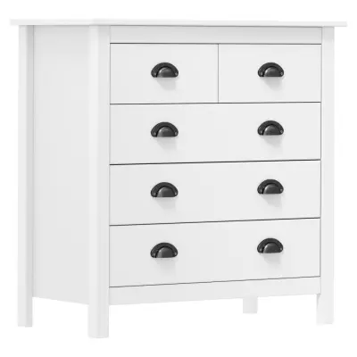 vidaXL Komoda Hill bela 79x40x80 cm trdna borovina