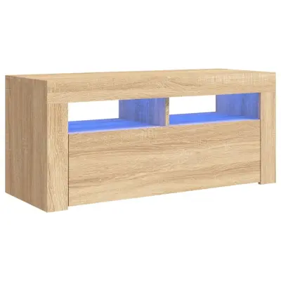 vidaXL TV omarica z LED lučkami sonoma hrast 90x35x40 cm