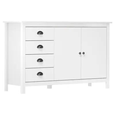 vidaXL Komoda Hill bela 130x40x80 cm trdna borovina