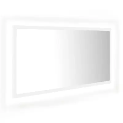 vidaXL LED kopalniško ogledalo belo 90x8,5x37 cm akril