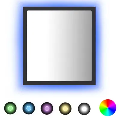 vidaXL LED kopalniško ogledalo sivo 40x8,5x37 cm akril