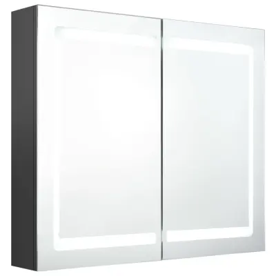 vidaXL LED kopalniška omarica z ogledalom siva 80x12x68 cm