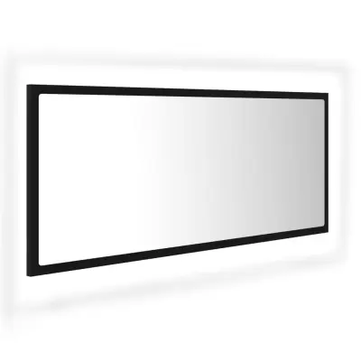 vidaXL LED kopalniško ogledalo črno 100x8,5x37 cm akril